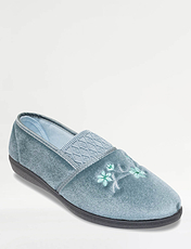 Slip on Washable Velour Slipper Blueberry