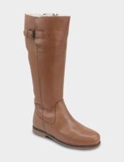 Leather Zip Boot with Thermal Lining Tan