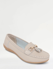 Nautical Wide Fit Leather Loafer Beige