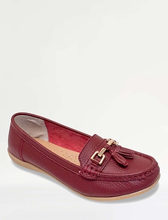 Nautical Wide Fit Leather Loafer - Cherry