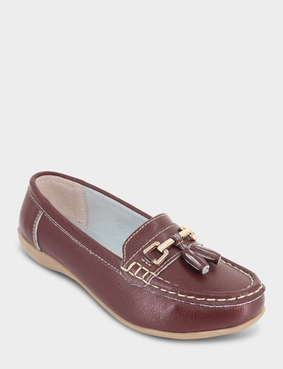 Nautical Wide Fit Leather Loafer - Plum