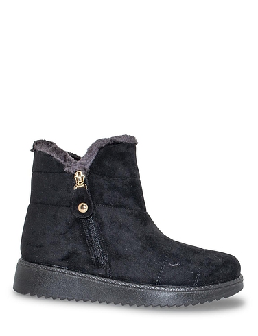 Wide Fit Mock Suede Faux Fur Lined Boot