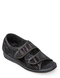 Padders Lydia Extra Wide EE Fit Slipper - Black