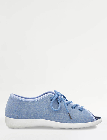 Dr Keller Wide Fit Lace Up Canvas Shoe Annis | Chums