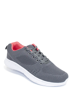 Wide Fit Lace Up Mesh Knit Fabric Shoe Charcoal