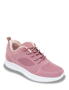 Wide Fit Lace Up Mesh Knit Fabric Shoe