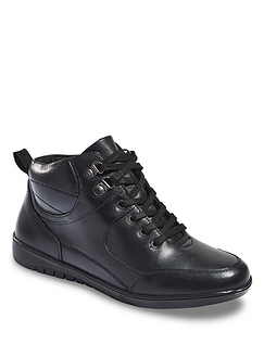 Wide Fit Lace Up Waterproof Leather Boot Black
