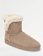 Ladies Wide Fit Pull On Faux Fur Trim Mock Suede Boot Grey