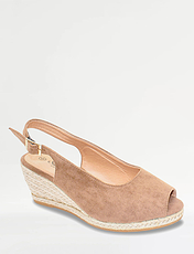 Wide E Fit Mock Suede Espadrille Sandal Taupe