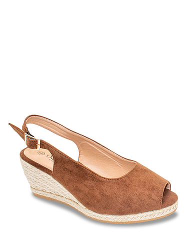 Wide E Fit Mock Suede Espadrill Sandal - Taupe