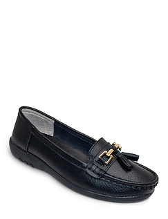 Leather Extra Wide EE Fit Loafers Black