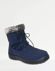 Wide Fit Thermal Lined Showerproof Mock Lace Up Boots Navy