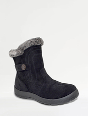 Wide Fit Thermal Lined Mock Suede Boots Black