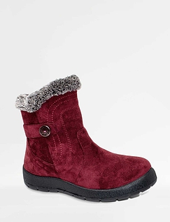 Wide Fit Thermal Lined Mock Suede Boots - Wine