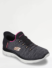 Skechers Wide Fit Bungee Slip In Shoes Black