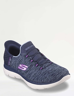 Skechers Wide Fit Bungee Slip In Shoes - Navy