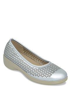Wide E Fit Ballet Pumps with Cushioned Insock Silver