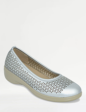 Wide E Fit Ballet Pumps with Cushioned Insock Silver