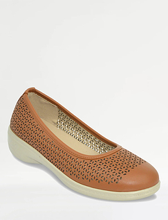 Wide E Fit Ballet Pumps with Cushioned Insock - Tan