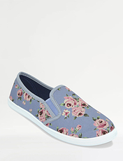 Dr Keller Wide Fit Slip On Canvas Shoe Blue