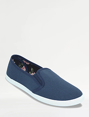 Dr Keller Wide Fit Slip On Canvas Shoe Blue