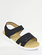 Touch Fasten Cutwork Nubuck Look Sandal Black