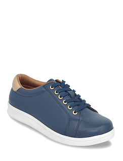 Leather Wide E Fit Lace Up Leisure Shoes Navy