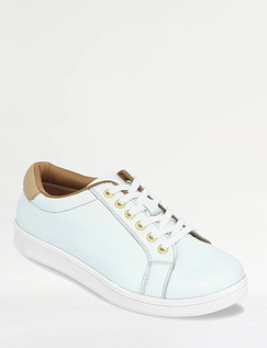 Leather Wide E Fit Lace Up Leisure Shoes - White