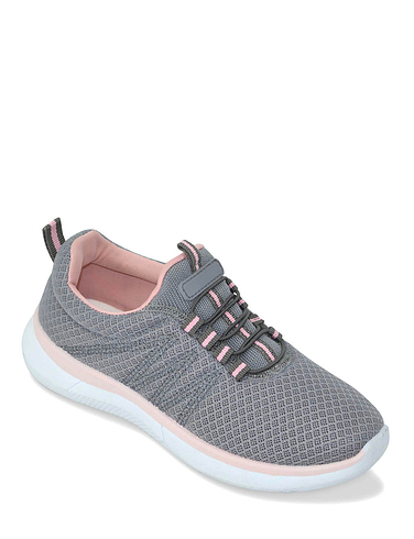 Mesh Slip On Leisure Shoe with Mock Bungee Detail