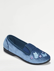 Slip On Velour Slippers Heather