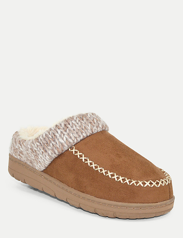 Dr Keller Faux Fur Lined Knit Trim Mule Slipper