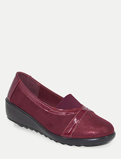 Dr Lightfoot E Fit Wedge Pump - Burgundy