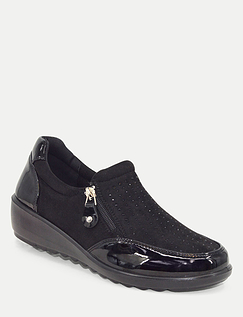 Dr Lightfoot E Twin Zip Diamante Trim Shoe Black