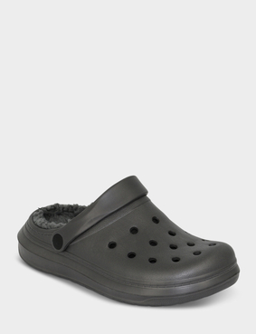 Wide Fit Fleece Lined Clog Black