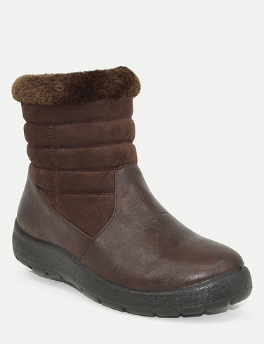 Wide Fit PU Mock Suede Zip Boot