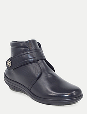 Wide EE Fit Leather Touch Fasten Boot Black