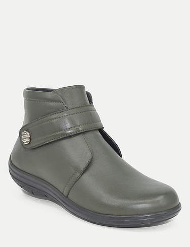 Wide EE Fit Leather Touch Fasten Boot