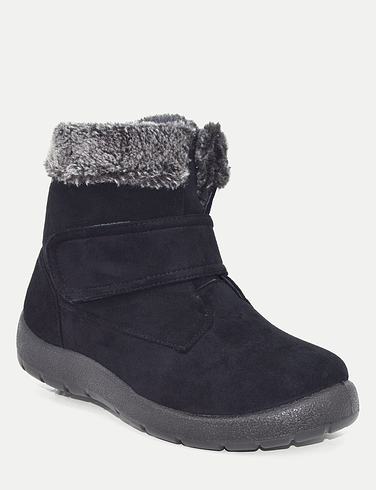 Wide Fit Touch Fasten Mock Suede Boot