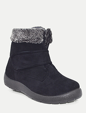 Wide Fit Touch Fasten Mock Suede Boot Black