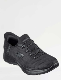 Skechers Diamond Dream Wide Fit Slip In Trainer Black