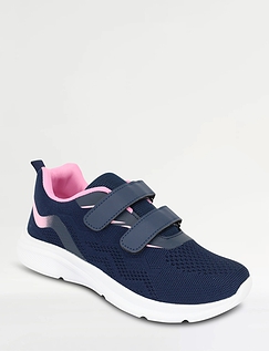 Trueflex Wide EE Fit Lightweight Touch Fasten Mesh Trainer Navy Pink