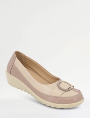 Wide EE Fit Two Tone Shoe BEIGE
