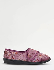 Dr Keller Floral Print Touch Fasten Slipper Grey