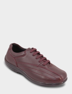 Extra Wide EEE Lace Up Leather Shoe - Burgundy