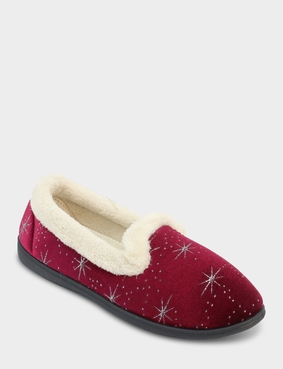 Fleece Lined Star Print Slipper Blue