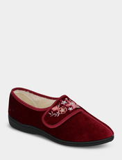 Dr Keller Embroidered Faux Fur Lined Slipper Burgundy