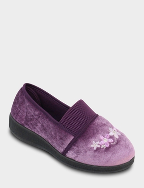 Elastic Gusset EEE Fit Slipper Blue