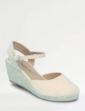 Wide EE Fit Mock Suede Covered Toe Wedge Espadrille Shoe Beige
