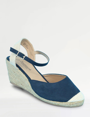 Wide EE Fit Mock Suede Covered Toe Wedge Espadrille Shoe Beige