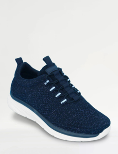 Bungee E Fit Knitted Glitter Fabric Trainer Navy